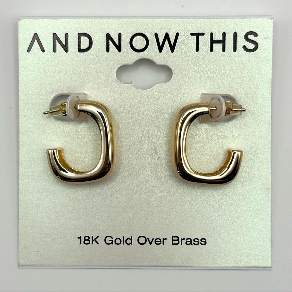And Now This 18K Gold Plated Hoop Earrings. - Picture 2 of 4